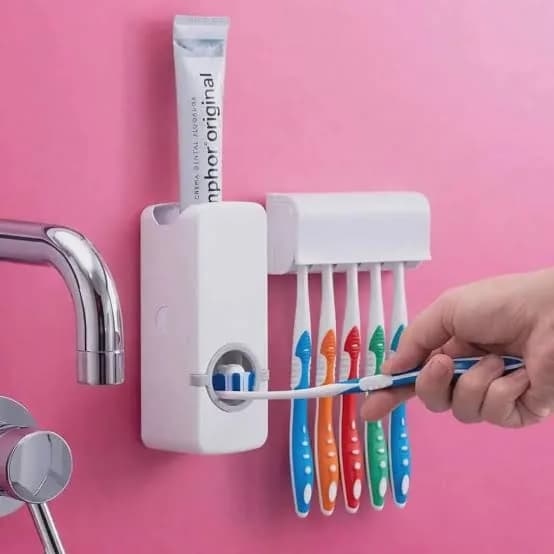 Automatic Toothpaste Dispenser Brush Holder - The Ultimate Bathroom Organizer (Multicolor)